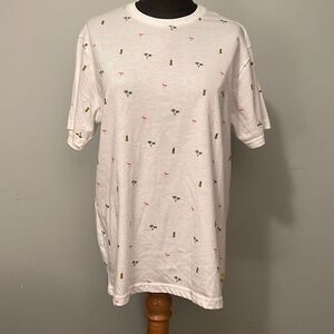 Denim And Flower Men's White Tropical Flamingo Graphic Tee Size Medium